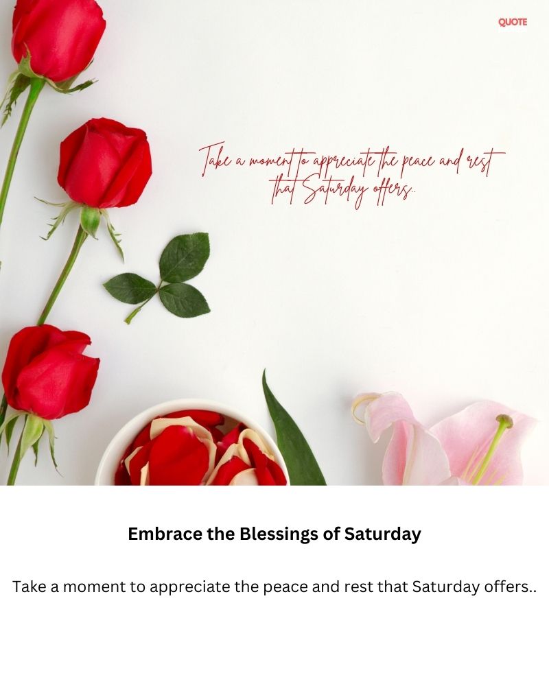 Embrace the Blessings of Saturday