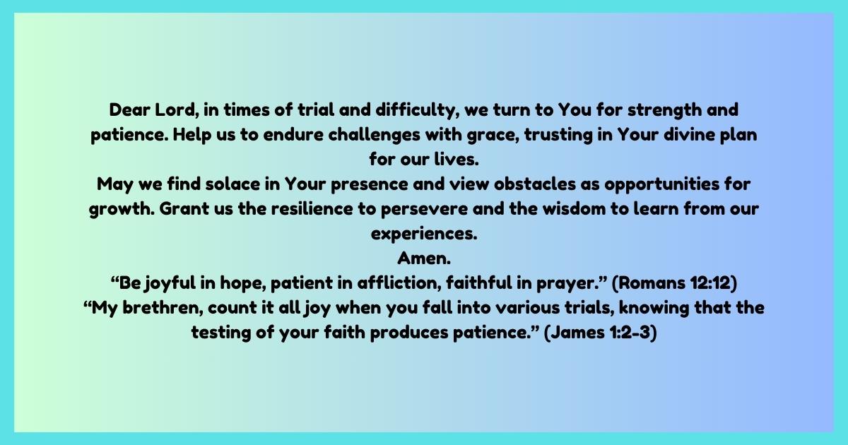 Prayer for Patience in Trials