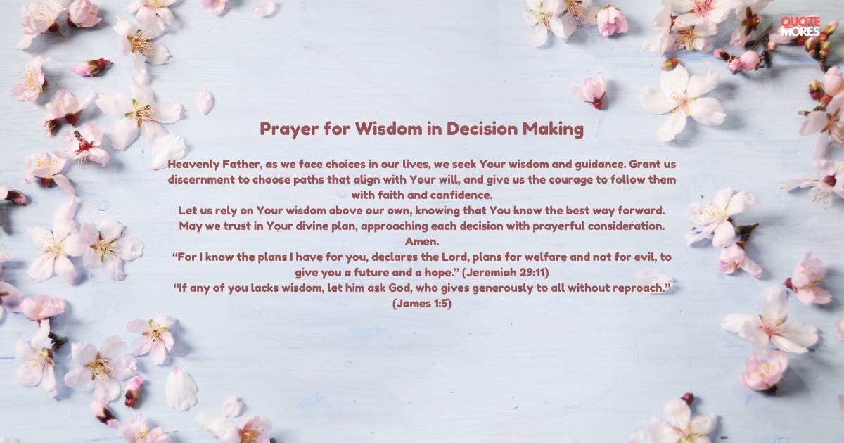 Prayer for Wisdom in Decision Making