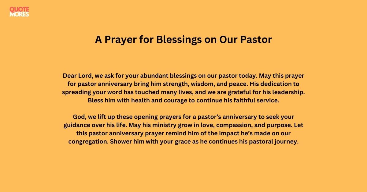 A Prayer for Blessings on Our Pastor