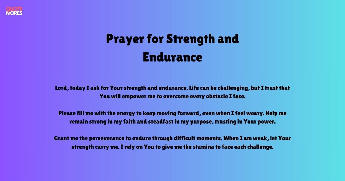 Prayer for Strength and Endurance